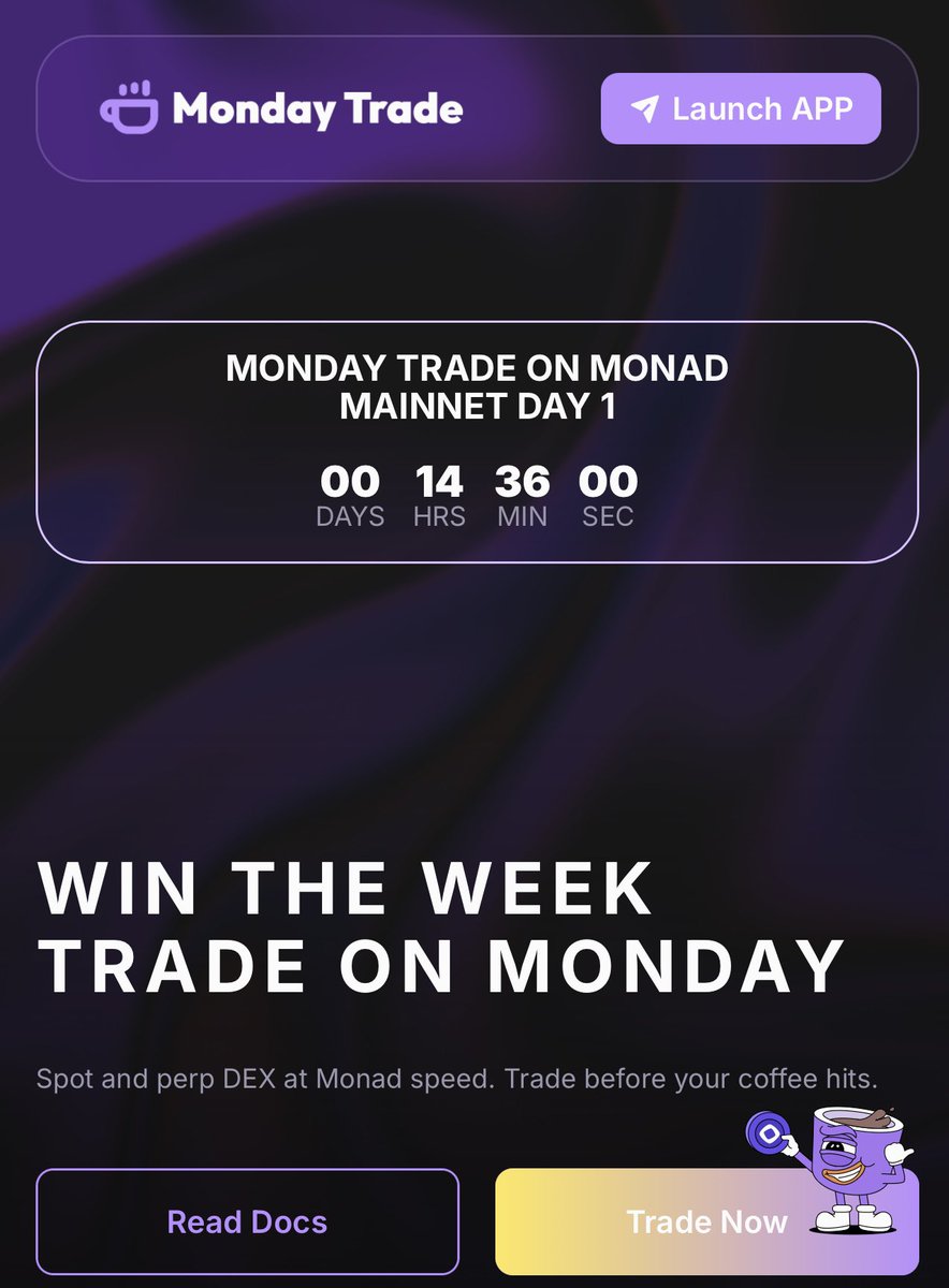 Theres no weekend before
<a href="/monad/">Monad (mainnet arc)</a> mainnet <a href="/MondayTrade_/">Monday Trade (mainnet arc)</a>