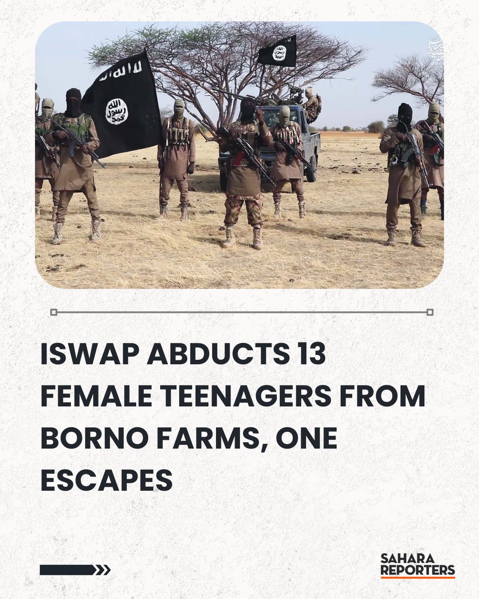 NEWS: ISWAP Abducts 13 Female Teenagers From Borno Farms, One Escapes report said.