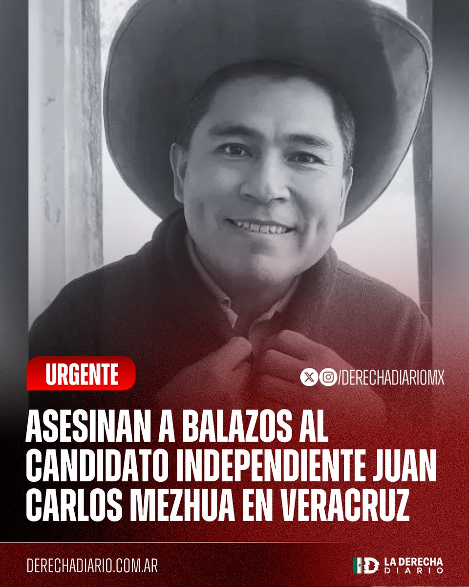 DerechaDiarioMX's tweet image. 🚨🇲🇽 | #URGENTE El aspirante a candidato por la vía independiente a la gubernatura de Veracruz, Juan Carlos Mezhua, fue asesinado a balazos: Había publicado un video en sus redes sociales anunciando su intención de afiliar a 15 mil personas para formalizar su movimiento.