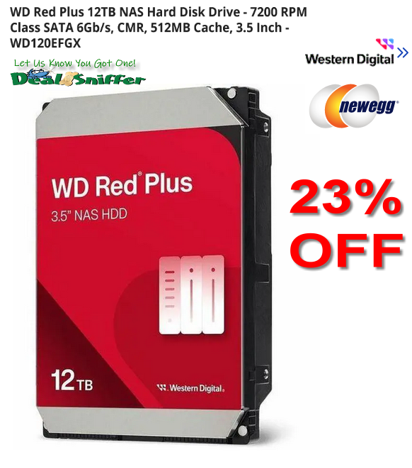 dealsniffer's tweet image. 👀 23% OFF WD Red Plus 12TB NAS Hard Disk Drive 💻
mavely.app.link/e/65VRMfcbxYb 🔗
#harddrive #computer #ComputerStorage #contentcreator #PCBuild #WesternDigital #newegg #blackfridaydeals