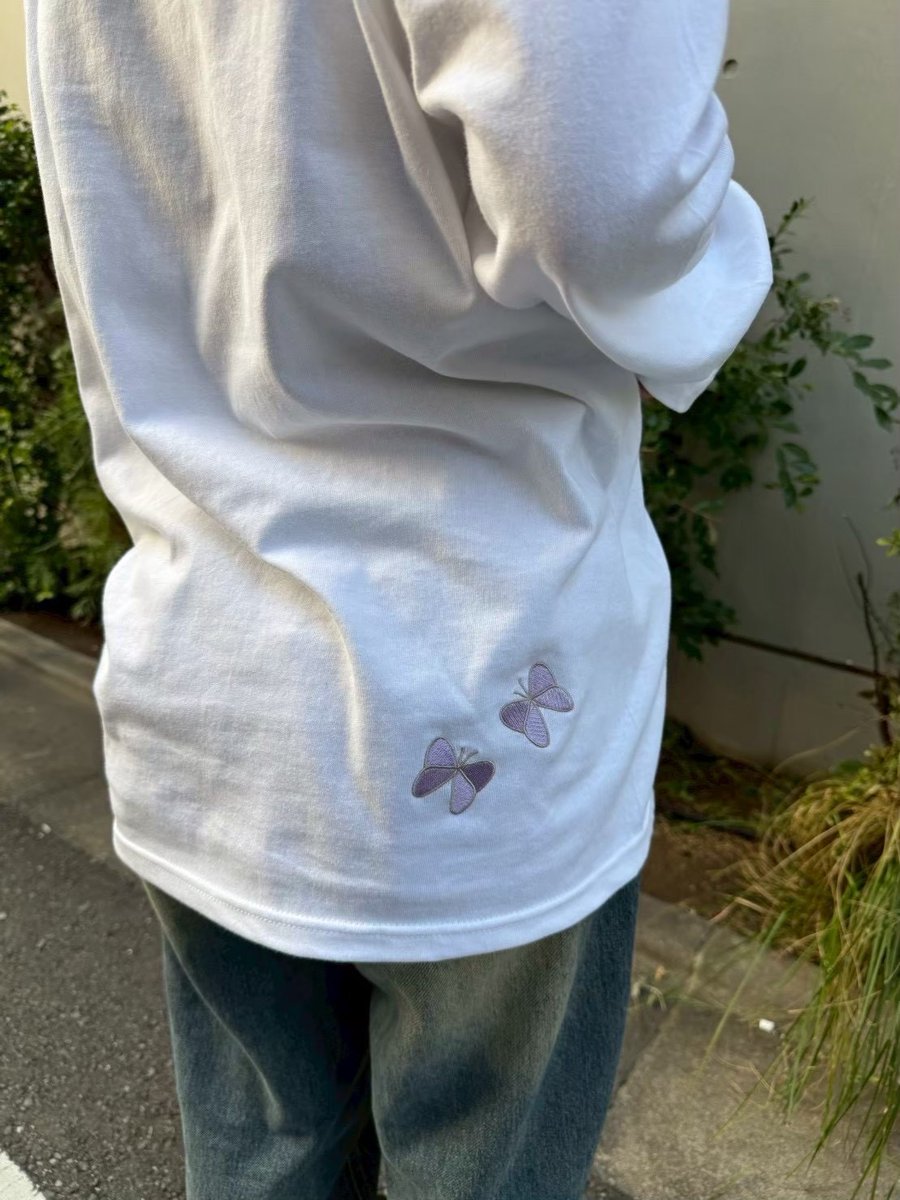 buddix Arch Logo Butterfly EMB LS Tee 白L ミュージシャン buddix Butterfly Logo EMB LS Tee buddix♡Butterfly
