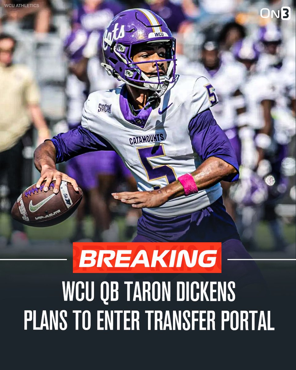 TransferPortal's tweet image. NEW: Western Carolina QB Taron Dickens plans to enter the NCAA Transfer Portal, @PeteNakos reports. 

Dickens passed for 3,508 yards, 38 touchdowns and 2 interceptions this season. 

on3.com/rivals/taron-d…