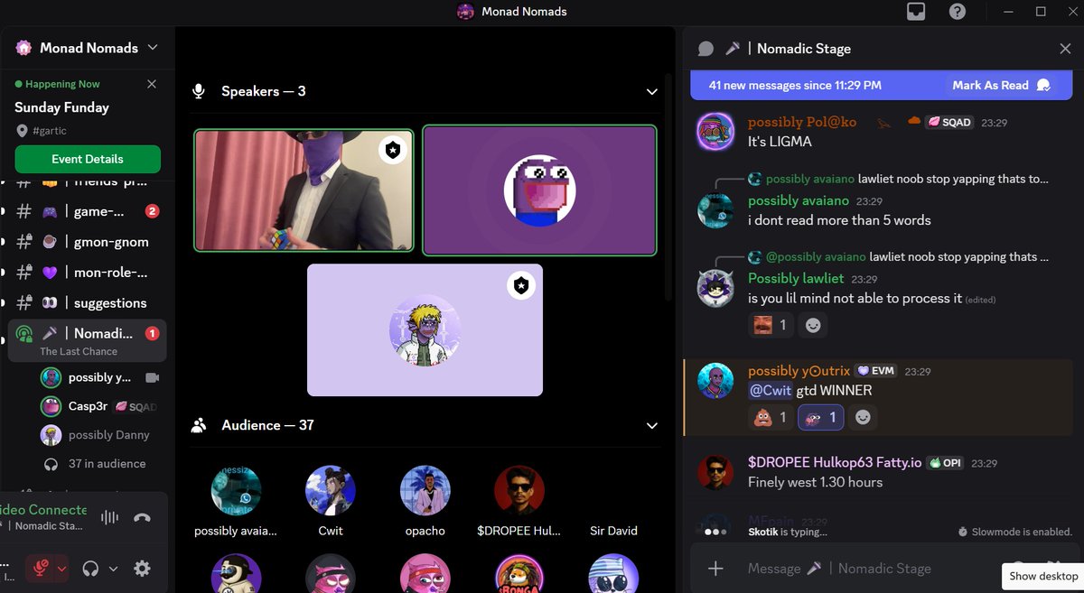 GMon,

I just won <a href="/MonadNomadsNFT/">Monad Nomads NFT</a> GTD from Last Chance game night! 🥳

Thank you very much <a href="/youtrixcrypto/">y⨀utrix</a> 🥹💜