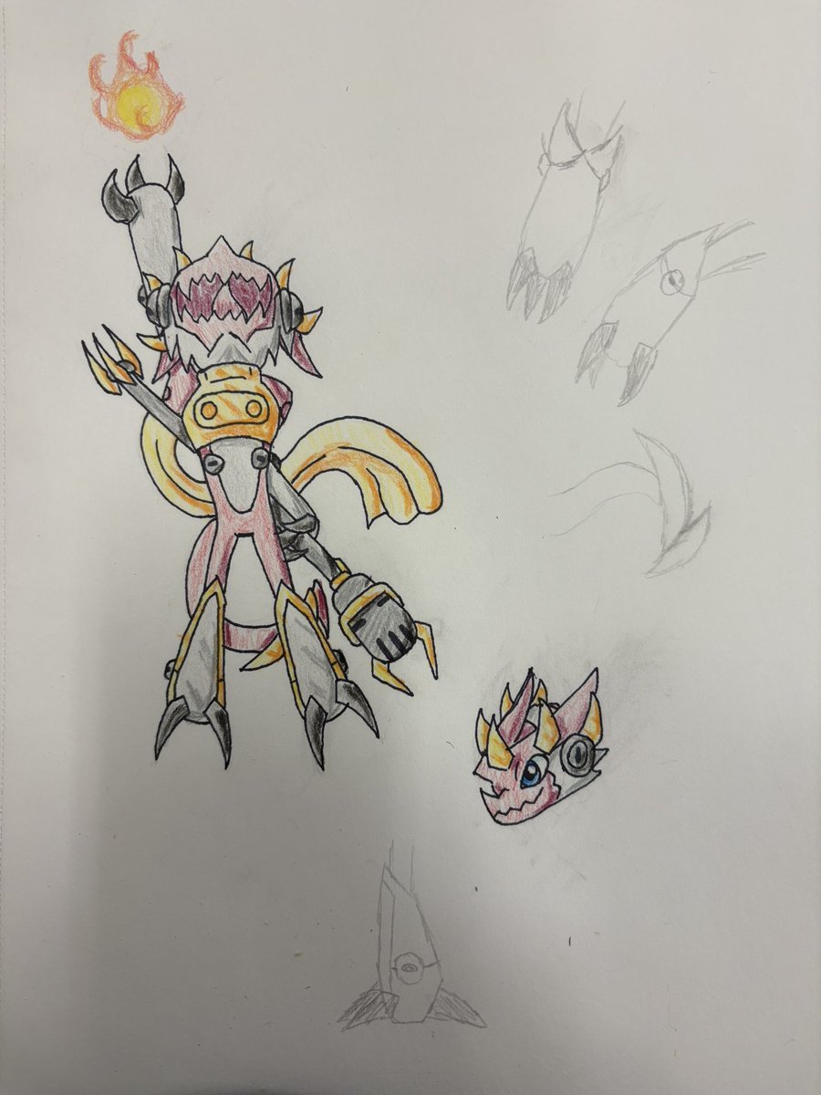 I made a digivolution concept for Shoutmon, I call it Roarmon and I made it out of spite for the anime they made as a sequel to Digimon fusion 

#fanart #drawing #Digimon #Shoutmon #digivolution #evolution
