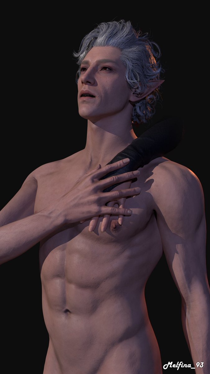 Melfina_93's tweet photo. I wanted to do something nostalgic and distressing regarding the abuses of Astarion. 🥲

Of course, the only hand with color is Tav's, the only one he cares about and appreciates, the one above his old heart. 🥲

#3dart #3dartwork #BaldursGate3 #BG3 #Astarion https://t.co/H2KssbkFp8