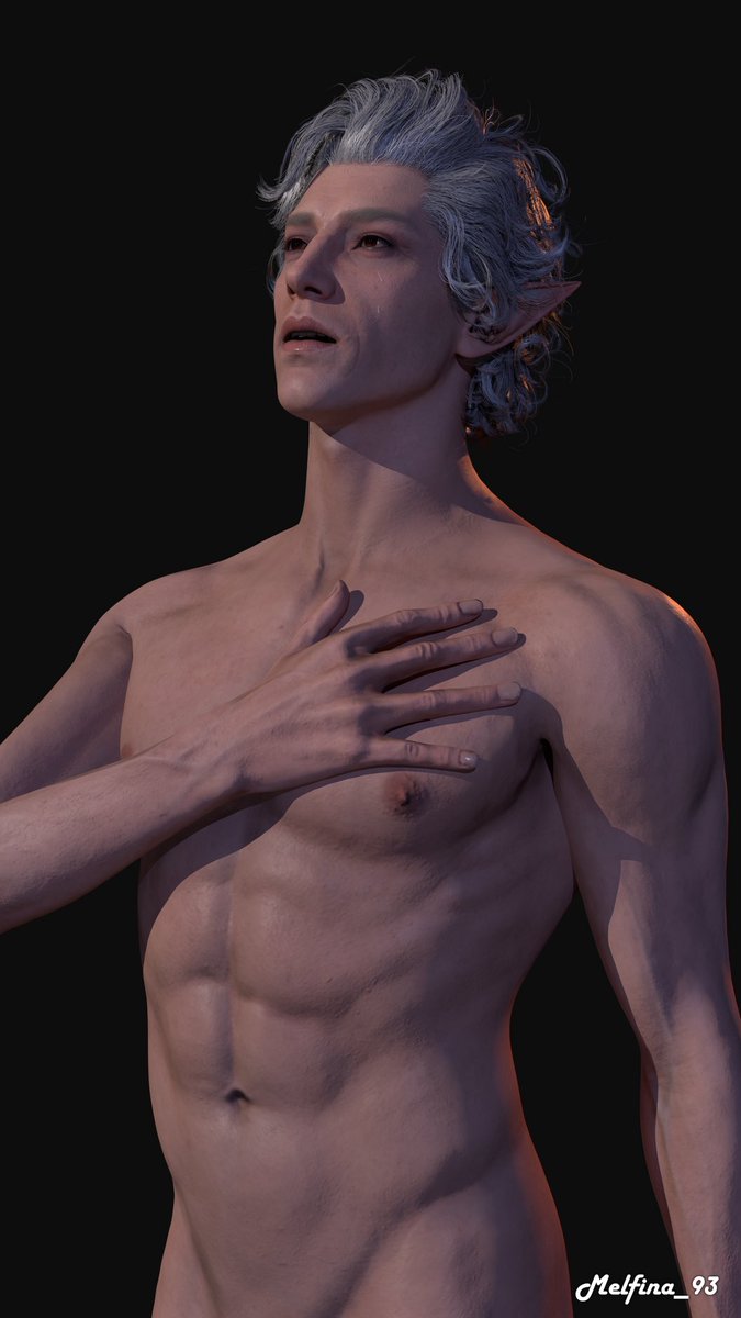 Melfina_93's tweet photo. I wanted to do something nostalgic and distressing regarding the abuses of Astarion. 🥲

Of course, the only hand with color is Tav's, the only one he cares about and appreciates, the one above his old heart. 🥲

#3dart #3dartwork #BaldursGate3 #BG3 #Astarion https://t.co/H2KssbkFp8