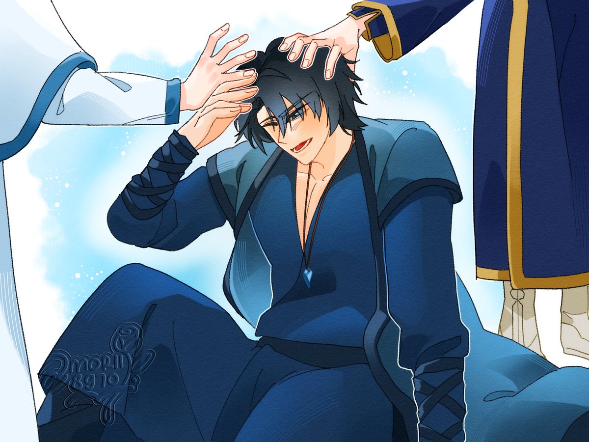 morii8970's tweet photo. I have to draw him.... can't resist the urge to draw vulnerable, playful Hak with Kija and Jaeha 🥹🫶 Little brother Hak 😭🤍 
#yonaofthedawn https://t.co/ZsTh12Uvm3