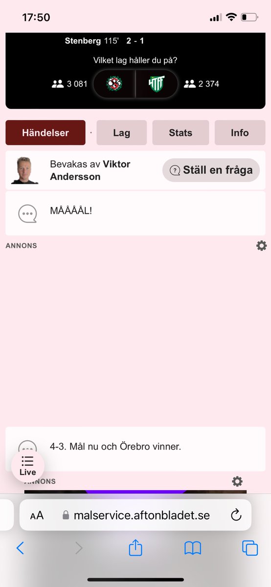 Otroligt egentligen att sitta med puls till Aftonbladets liverapportering. Oaktat det pissiga motståndet så är jag glad att ÖSK klarar sin great escape. Klassisk klubb och fin bortaresa som jag gärna ser återvända till Allsvenskan inom kort.