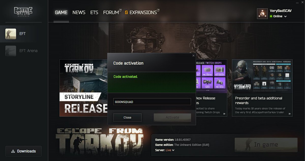VeryBadSCAVR's tweet image. new code: GOONSQUAD
PVP &amp;amp; PVE #EscapefromTarkov