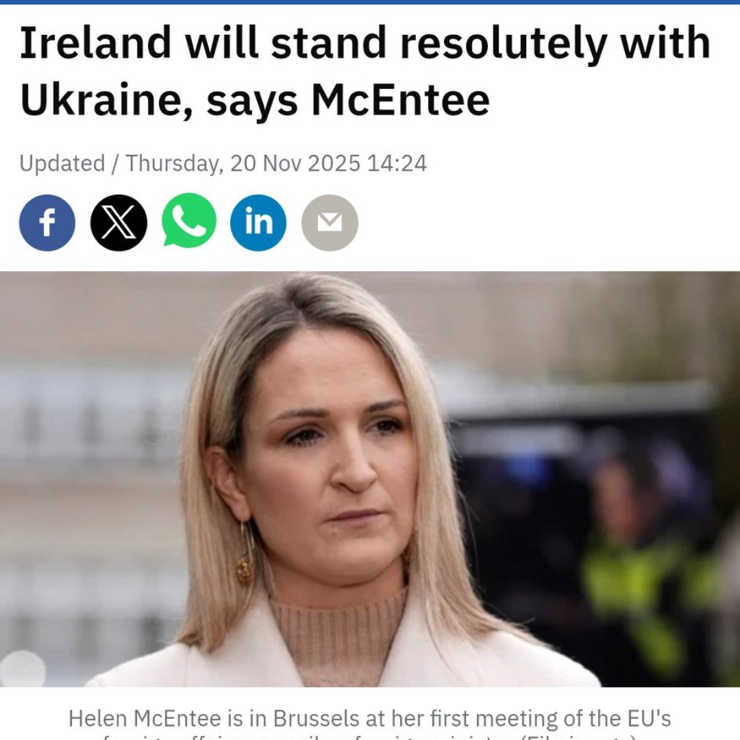 #NotInMyName The hypocrisy of Minister McEntee announcing that  Ireland unequivocally stands with Ukraine to guarantee its "independence and sovereignty" whilst the State have systematically destroyed Ireland's independence and sovereignty by handing it over to the EU.  

The