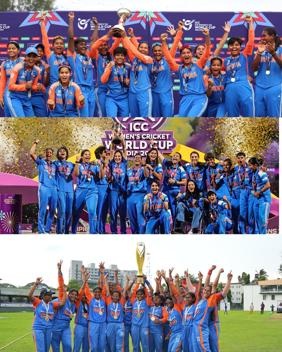 TheKhelIndia's tweet image. A HISTORICAL YEAR FOR WOMEN&apos;S CRICKET 🥹

- Indian U19 Women&apos;s Team 🏆
- Indian Women&apos;s Team 🏆
- Indian Women&apos;s Blind Team 🏆

IT&apos;S TIME FOR WOMEN&apos;S DOMINANCE! 🇮🇳💙
