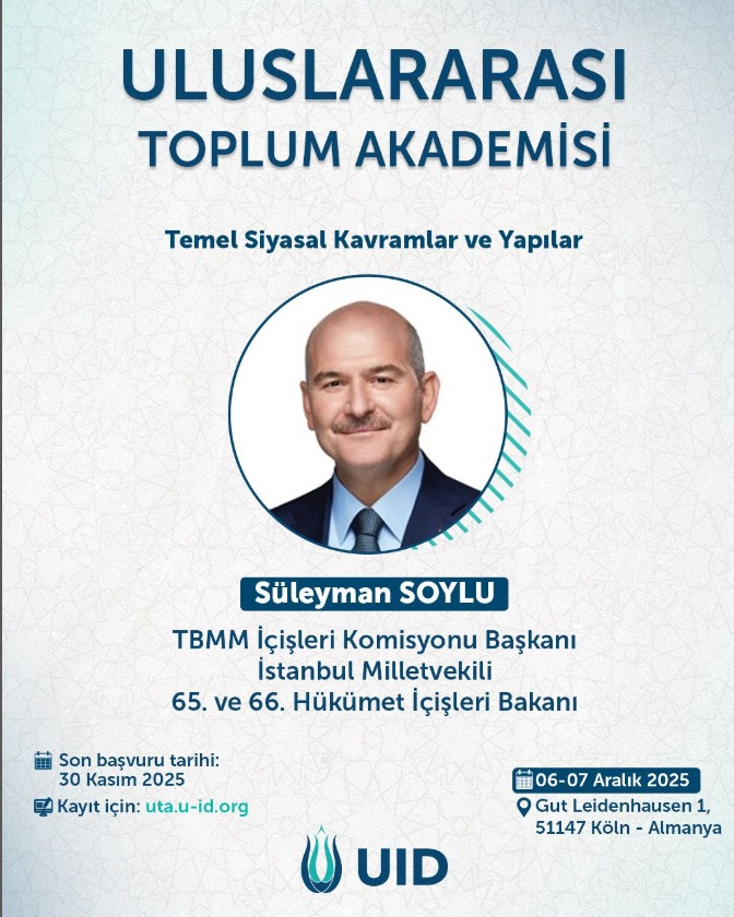 erkanpehl's tweet image. Ex-Innenminister Süleyman Soylu wird von der Erdogan-Lobbyorganisation #UID nach Köln eingeladen und wird dort im Rahmen der "Uluslararası Toplum Akademisi" (Akademie der internationalen Gesellschaft) einen Vortrag halten. Soylu ist die Schnittstelle zwischen der 

1