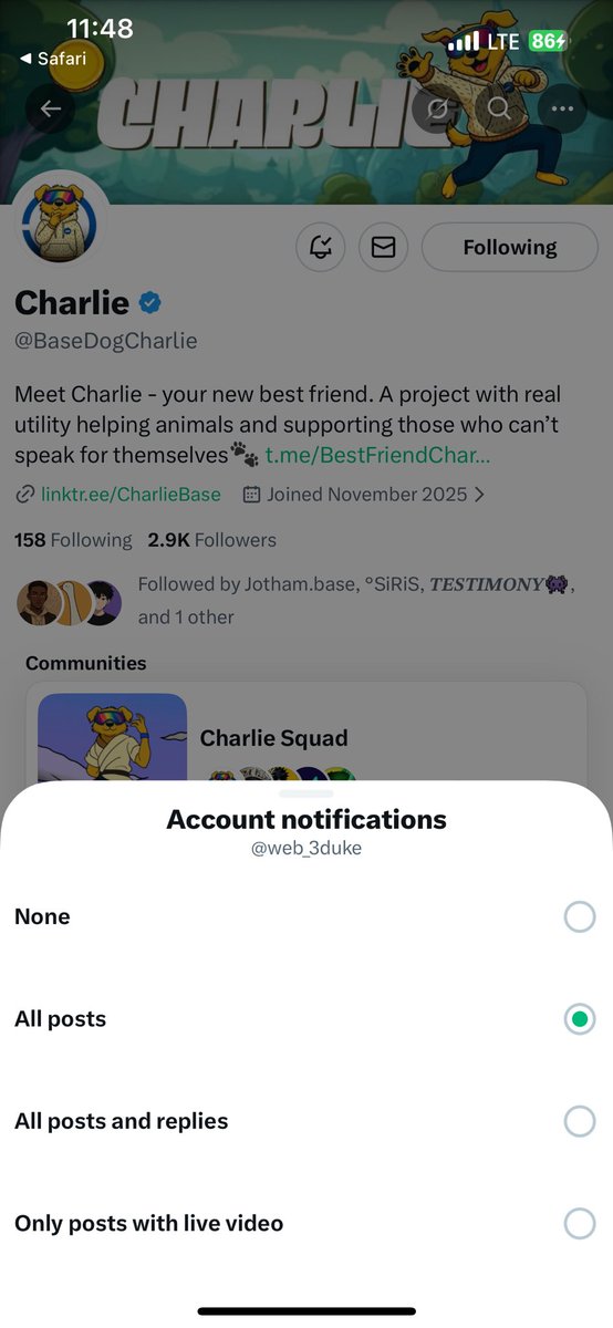 web_3duke's tweet photo. Always been in the community and always supporting, would mean a lot to have my first Charlie win and add up to my bag. Let’s keep pushing @BaseDogCharlie movement to the moon ❤️, $CHARLIE is bigger than anyone realize 🚀 

@freedom_ki812 
@coin___dray @nedstark_eth 
@samkizz_23 

Get on with $CHARLIE don’t get left out