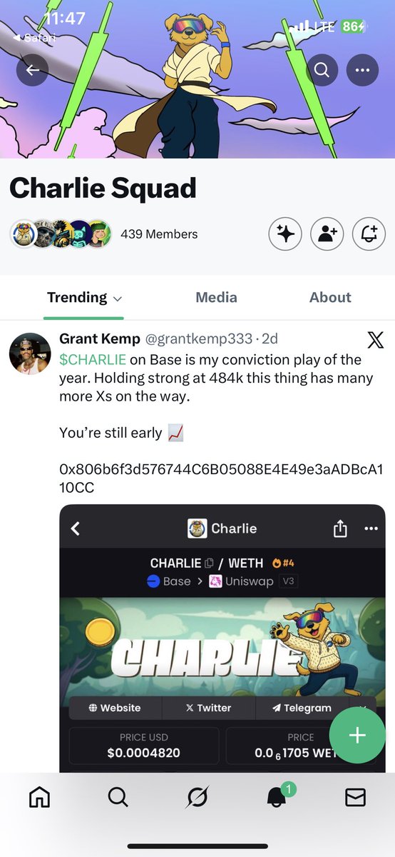 web_3duke's tweet photo. Always been in the community and always supporting, would mean a lot to have my first Charlie win and add up to my bag. Let’s keep pushing @BaseDogCharlie movement to the moon ❤️, $CHARLIE is bigger than anyone realize 🚀 

@freedom_ki812 
@coin___dray @nedstark_eth 
@samkizz_23 

Get on with $CHARLIE don’t get left out