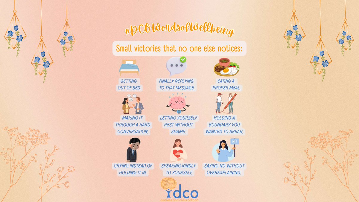 crisisontario's tweet image. ✨ The biggest steps forward are often the ones no one else notices. This week’s #DCOWordsOfWellbeing is a reminder to honour the quiet victories. You’re doing better than you think. 💛

#EverydayMentalHealth #SmallStepsBigImpact #SelfCompassion #CareWithoutJudgment