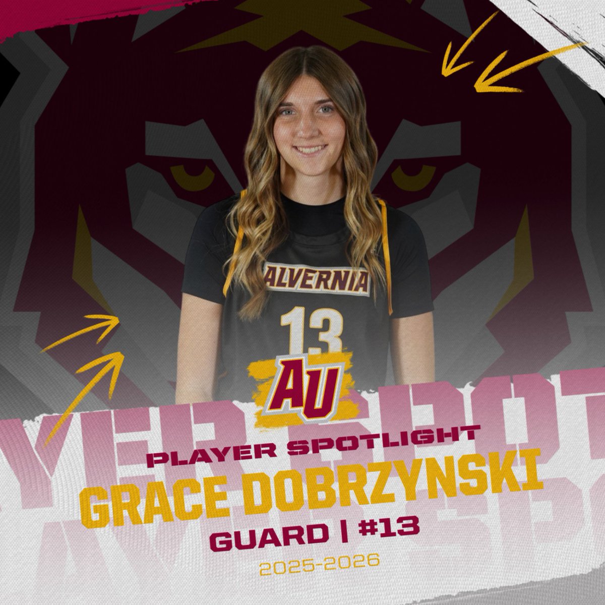 It's time to introduce your Alvernia University Women's Basketball Team.  Meet First Year #13 Grace Dobrzynski.  Grace is a 5'11 Guard from Sussex, Nj.  She attended Vernon High School and is majoring in Occupational Therapy.  #auwbb #golenwolves #earsup