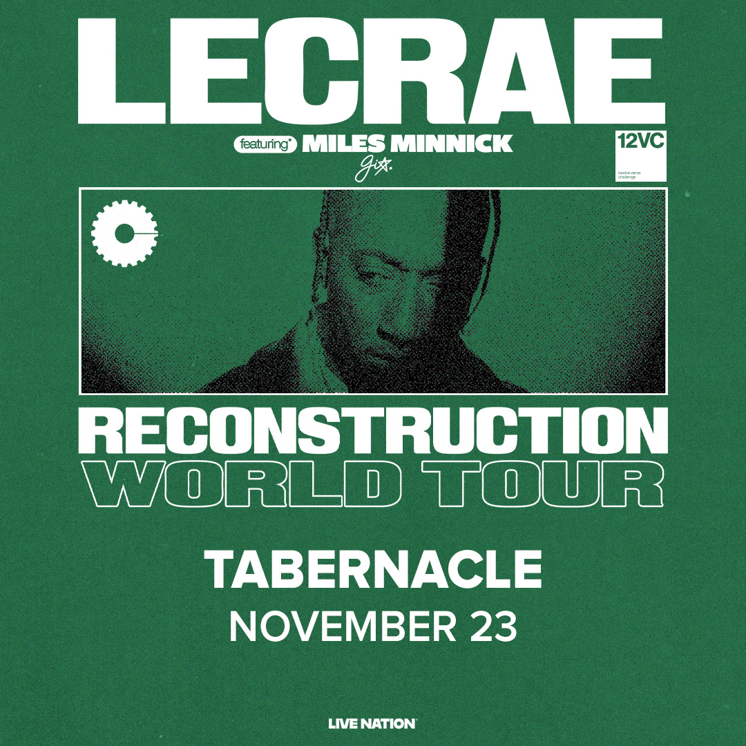 🎤 TONIGHT (11/23) 🎤Lecrae - Reconstruction World Tour with Miles Minnick, gio. !

🕖Doors: 6:30PM / Show: 7:30PM
⭐️ Tix, Upgrades, Venue Info &amp; more: livemu.sc/3W2eDF4