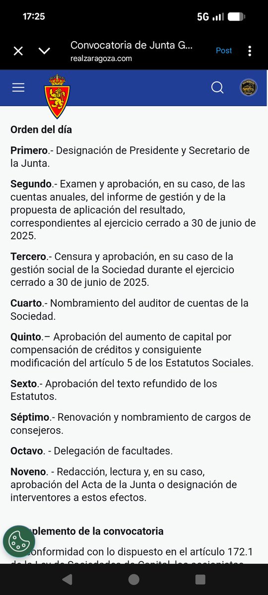 ZaragozaTaxi's tweet image. A la izquierda la convocatoria de la Junta General de Accionistas del Real Zaragoza del 2025. A la derecha la del 2024. 

¿Podría explicarnos el @RealZaragoza por qué motivos no incluye el punto de ruegos y preguntas éste año? ¿Que se teme? ¿Que se oculta?