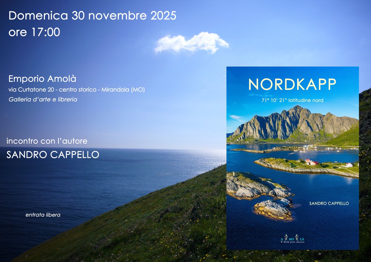 NORDKAPP incontro con l'autore Sandro Cappello domenica 30 novembre 2025.
emporioamola.com/2025/10/04/30-…