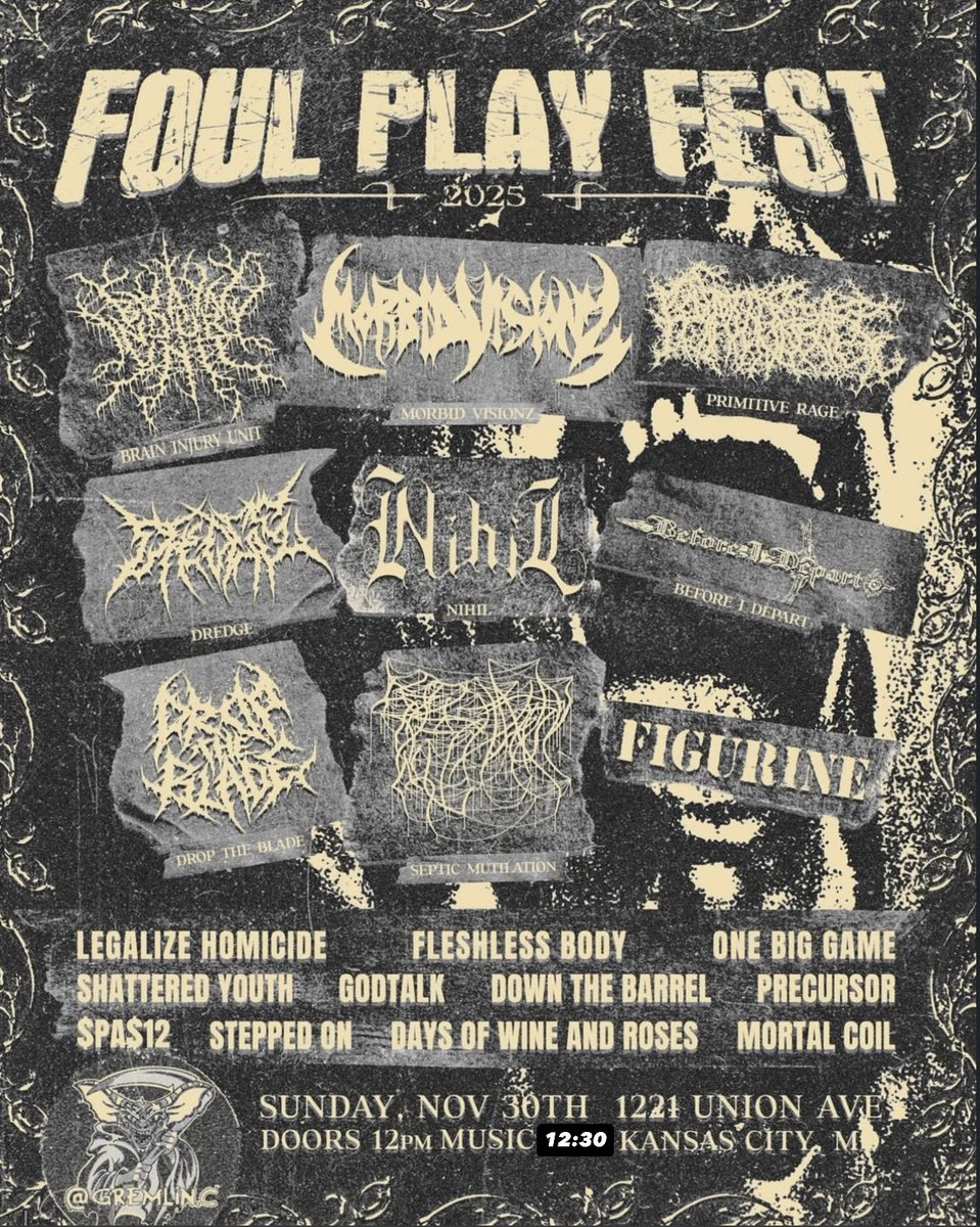 xMORTALCOILx's tweet photo. NEXT SUNDAY
FOUL PLAY FEST IN KANSAS CITY

20 bands 
We start at 12:30
Get your tickets here: https://t.co/5KomMrTlH5 https://t.co/YDGJvc1jO8