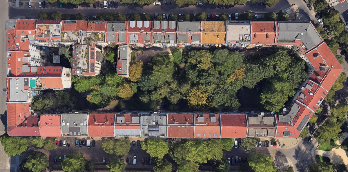 In the American imaginary, 
a “big house with a yard” = suburban;
And “small unit in an elevator building” = urban 
But it doesn’t have to be this way!
An efficient perimeter block design that concentrates building mass thin and tall at edge of block allows cities to create big