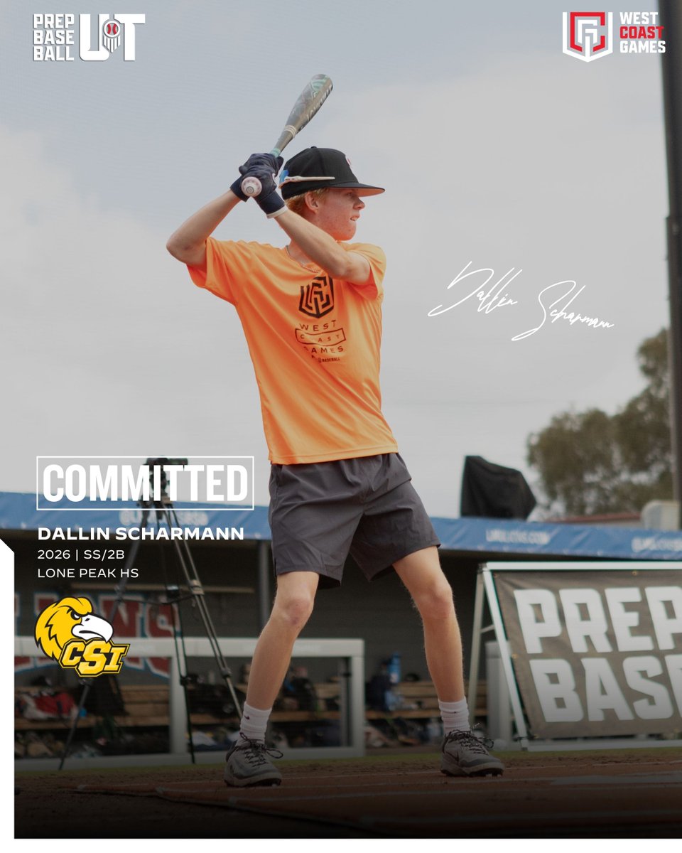PrepBaseballUT's tweet image. 🚨 𝐂𝐎𝐌𝐌𝐈𝐓𝐌𝐄𝐍𝐓 𝐀𝐋𝐄𝐑𝐓 🚨

'26 Dallin Scharmann has announced his commitment to CSI ‼️.

8th #PBWCG25 attendee from UT off the board! Congrats 👊. #beseen

𝐏𝐫𝐨𝐟𝐢𝐥𝐞 ➡️: loom.ly/De21T6I
𝐂𝐨𝐦𝐦𝐢𝐭𝐦𝐞𝐧𝐭 𝐁𝐨𝐚𝐫𝐝 ➡️: loom.ly/niC8cPM

@dschar3…