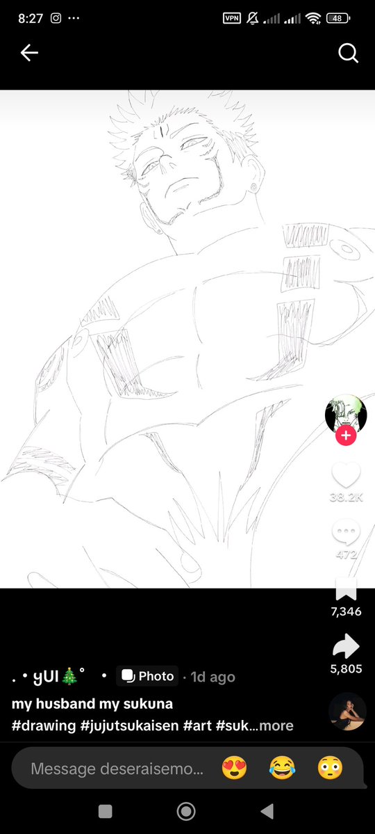 someone straight up stole my art, traced it with trash skills, drew Sukuna, and got more likes 🙂