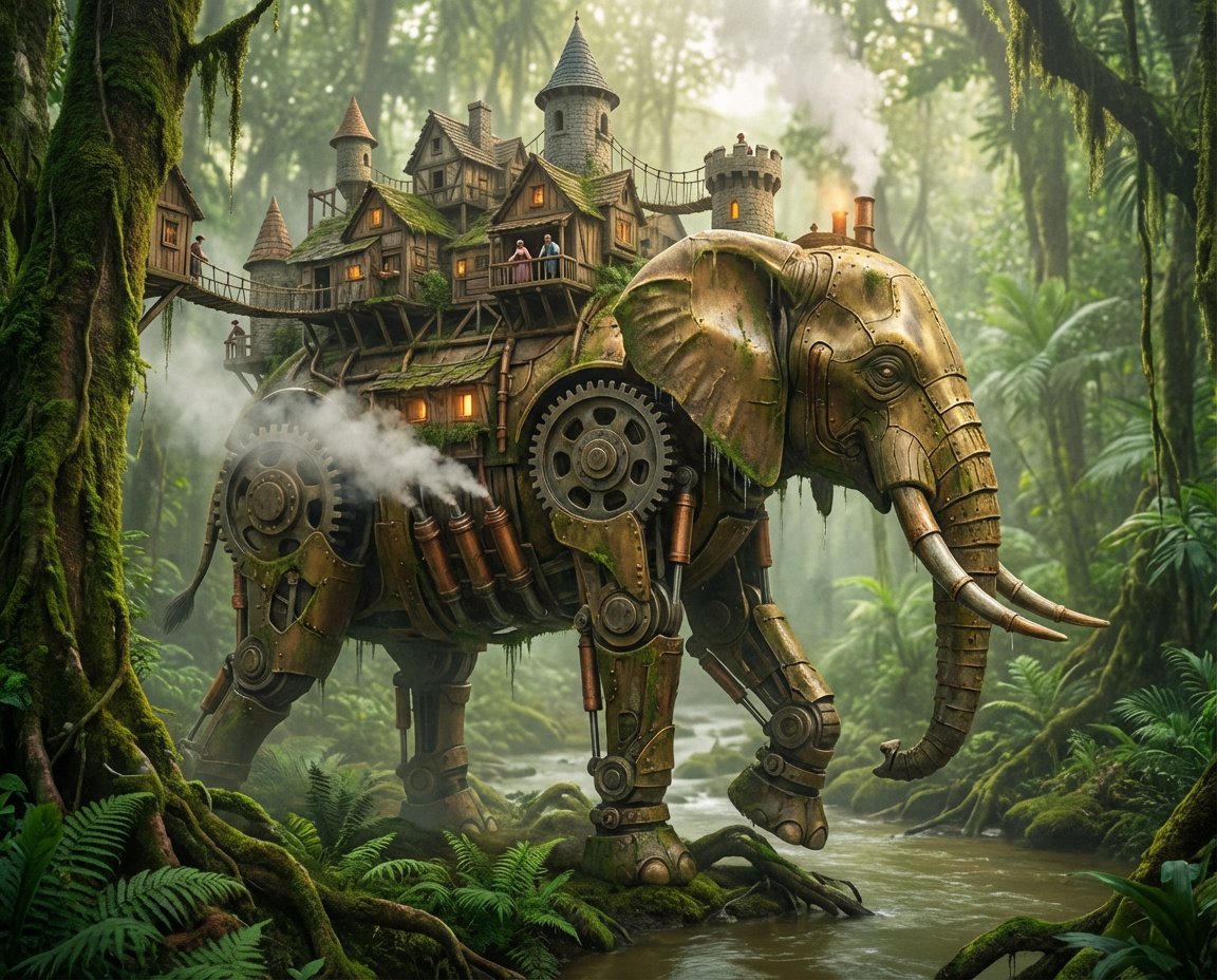 PromptSin's tweet image. Discover the magic where nature meets technology 🌿🤖. Embrace innovation—explore more! 
#SteampunkFantasy #EcoTech