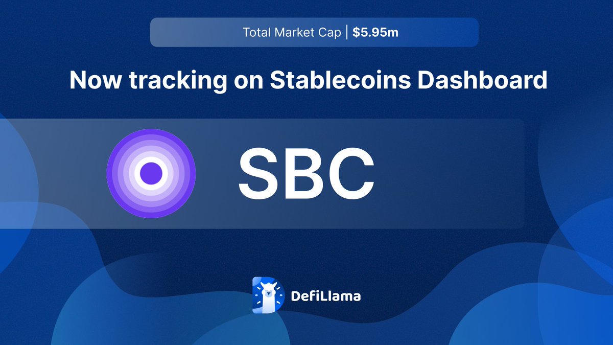 DefiLlama announcement graphic for SBC stablecoin tracking