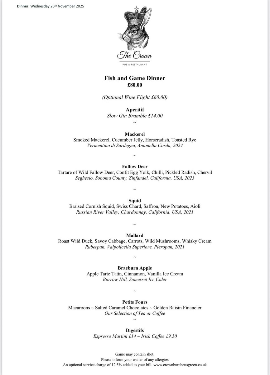 DomChapman's tweet image. Fish &amp;amp; Game Week..🍽️
#crownburchettsgreen #events #lastbeforechristmas