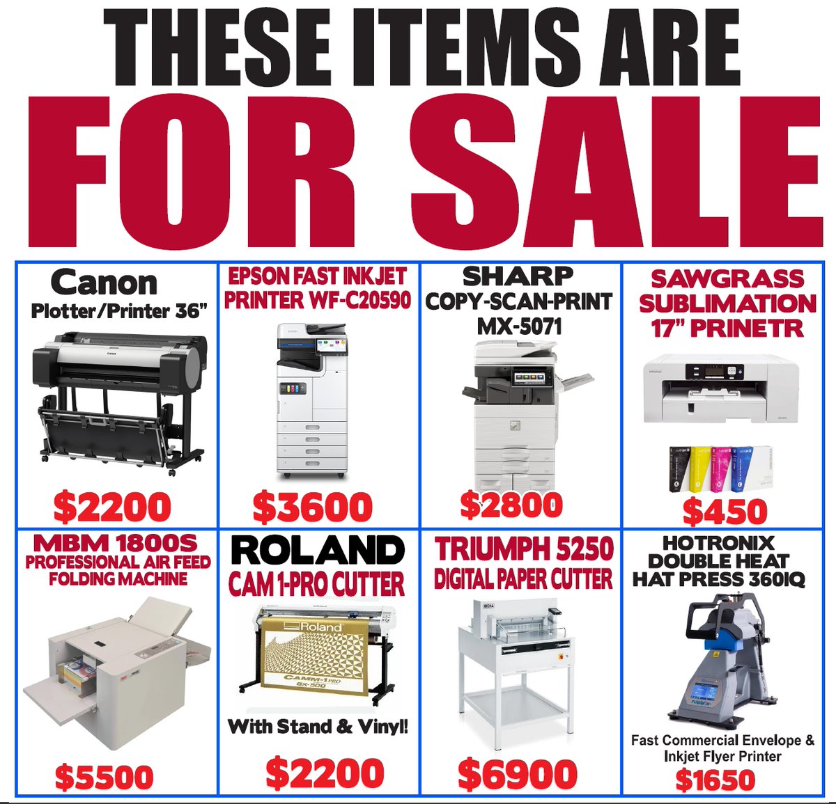 printsignco's tweet photo. Take advantage of our Giant Moving Sale event:
T-shirts $2.50/each 
Hats and caps $2.50/each
Work and button shirts $8/each
Polo shirts $5/each
15-foot Feather advertising flags $15/each
Please come by at 12111 Manchaca  Rd, Austin 78748
Monday - Friday 10:00am-5:00pm https://t.co/Bb5GP6cJaf