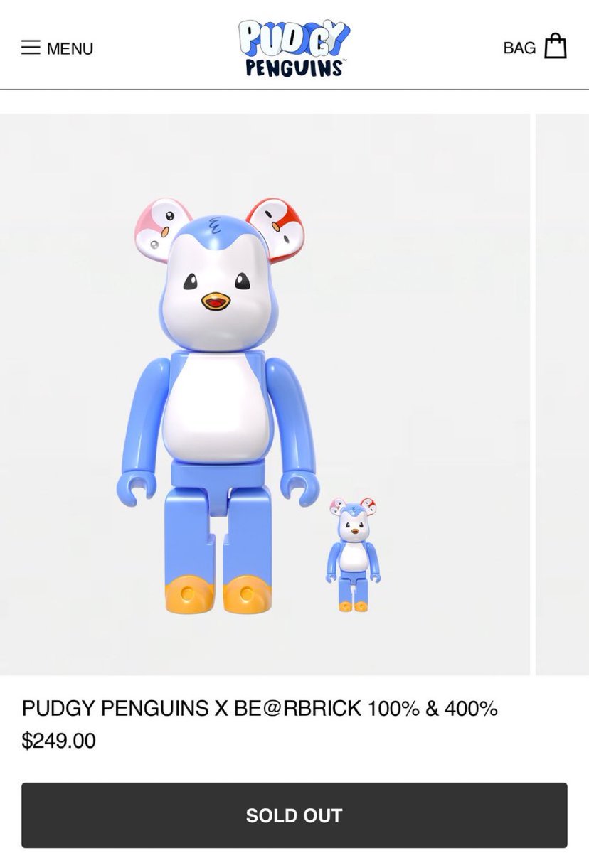 Xeer's tweet image. This $PENGU bear just sold out for $250 a piece. 

And they’re being listed on eBay by flippers for $2,500 (10x). 

If NFTs never make it back, will physical mints takeover as the next meta?