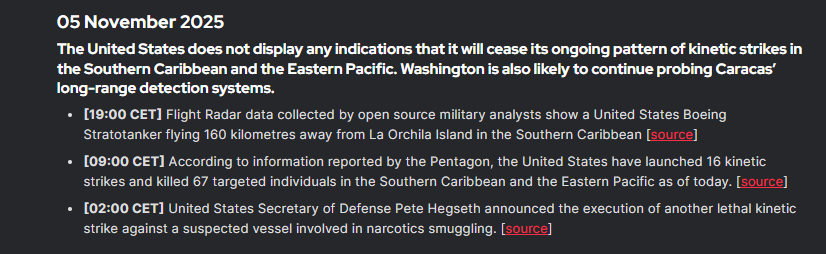 DanielBlancoPaz's tweet image. Following tomorrow, we assess that the White House is going to escalate its posture against Nicolás Maduro, with clandestine activities or limited strikes being highly likely in the next days. Here are some of our previous intelligence assumptions regarding Venezuela.