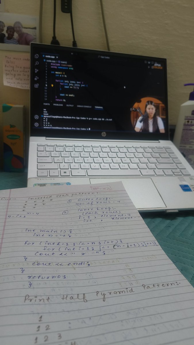 AnushkaGup40665's tweet photo. DAY 5 #100Daysofcode
Today I have covered patterns which include:
โ
Star pattern
โ
Inverted star
โ
half Pyramid
โ
character pyramid
โ
hollow rectangle
โ
Floyd triangle
โ
diamond ๐ pattern
โ
butterfly ๐ฆ pattern
#cpp #dsa #codercommunity https://t.co/m5lzrIv2mX
