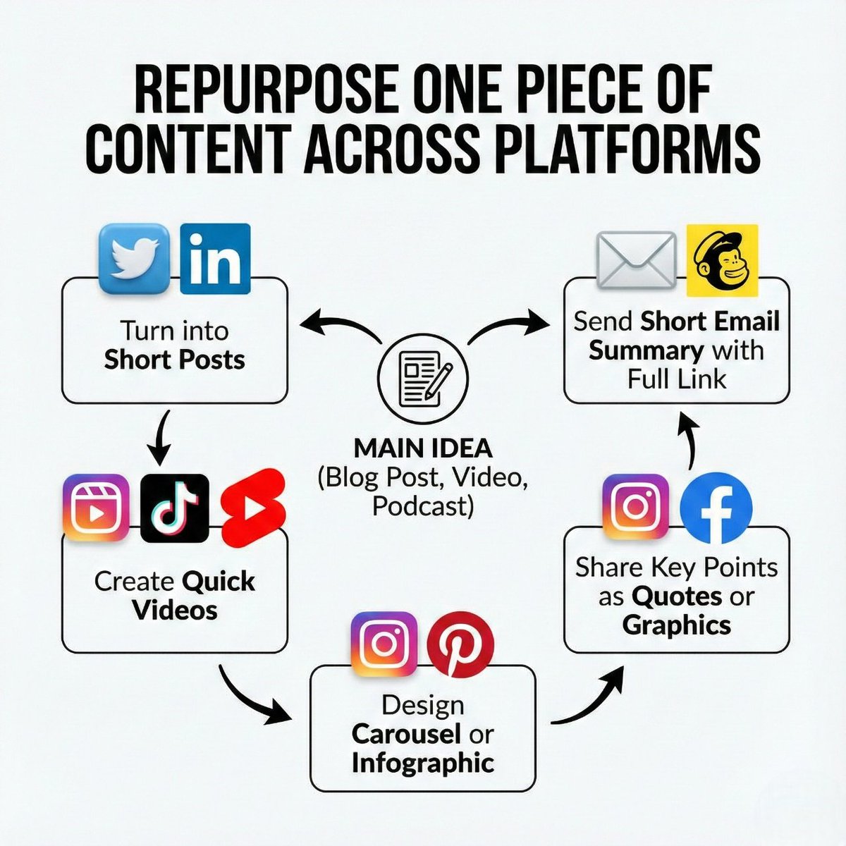 Paban_bhuyan_'s tweet image. Repurpose one content piece by turning it into short posts, quick videos, carousels, quotes, and emails. One idea → many formats → bigger reach with less work.
Which platform would you start with?
#ContentStrategy #RepurposeContent #paban_bhuyan