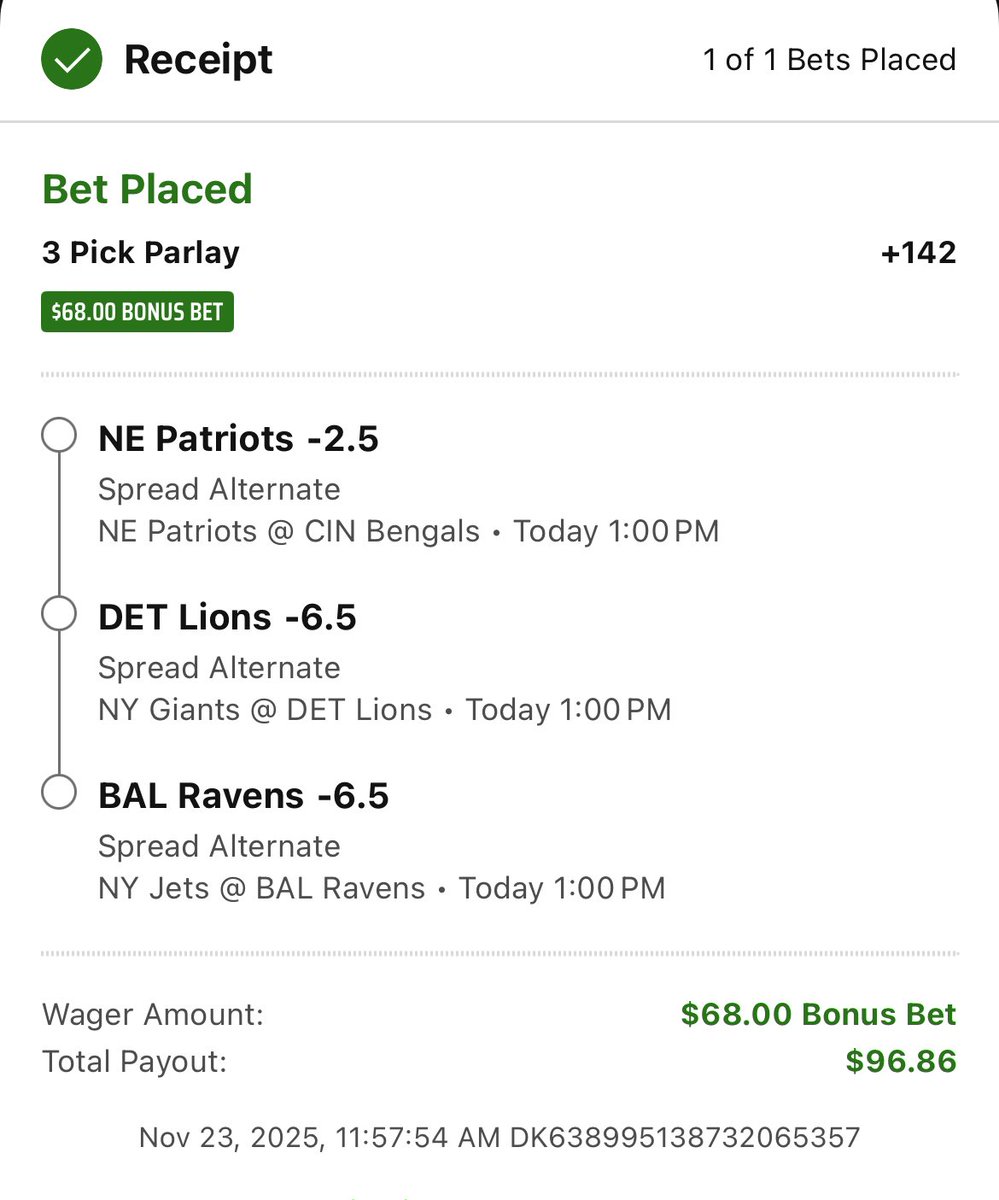 BIZP1CKS's tweet photo. #NFL #DraftKings #Onyxodds #sportsbettingpicks 

NFL week 12 

A lot great matchups this week 

I love this 3 leg alt parlay I am playing this week. 
Also little TD parlay 

Let’s get sum !! https://t.co/3Yp4SeLVp9