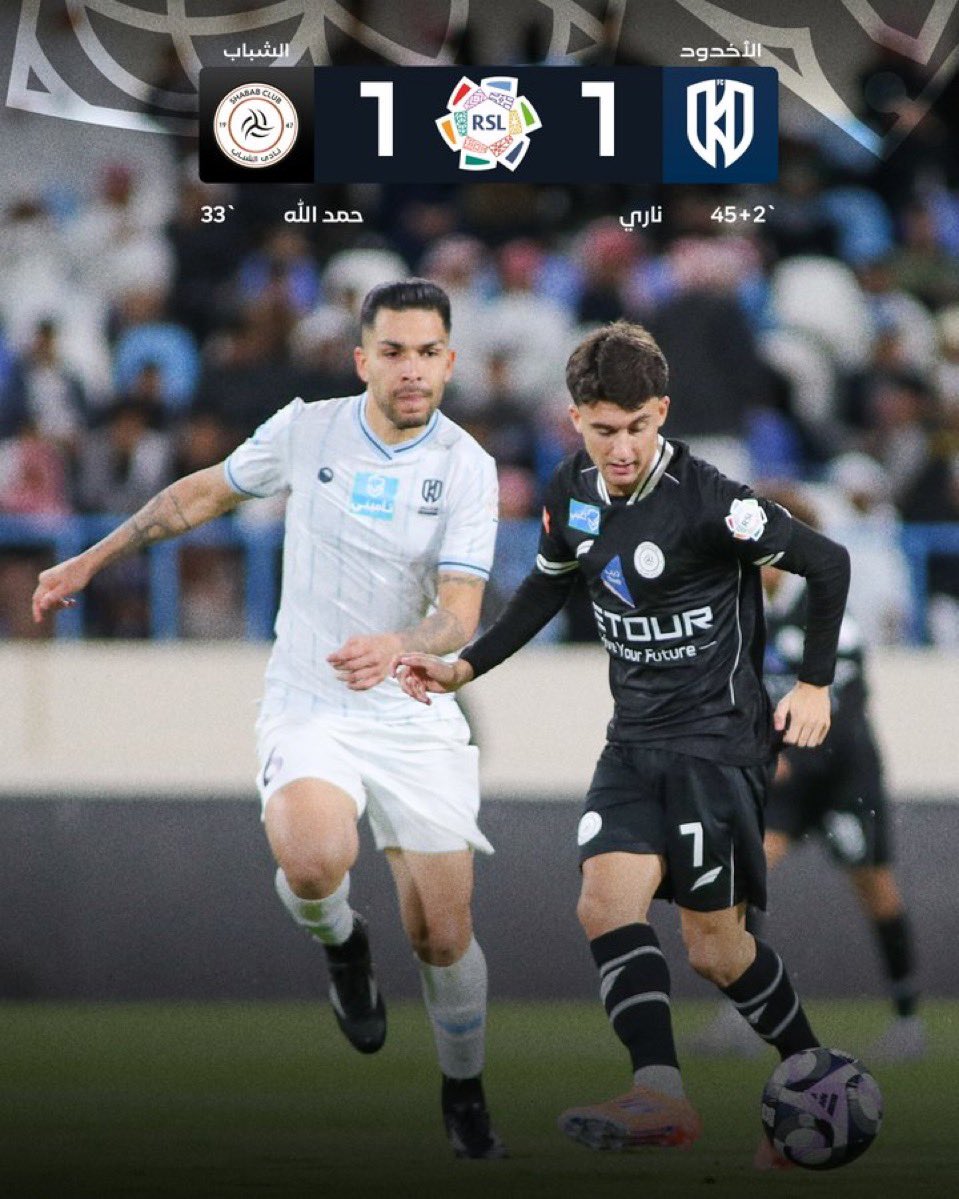 🏆 دوري روشن السعودي 2025-2026
▪️"الجولة التاسعة" 

🚨 نهاية المباراة
#الأخدود 1 #الشباب 1

#شاهد_الآن_الرياضية |عبدالله الثميري <a href="/ABALTHMAIRI/">Abdullah Althmairi</a>
#الاتحاد_السعودي_للإعلام_الرياضي 
#دوري_روشن_السعودي