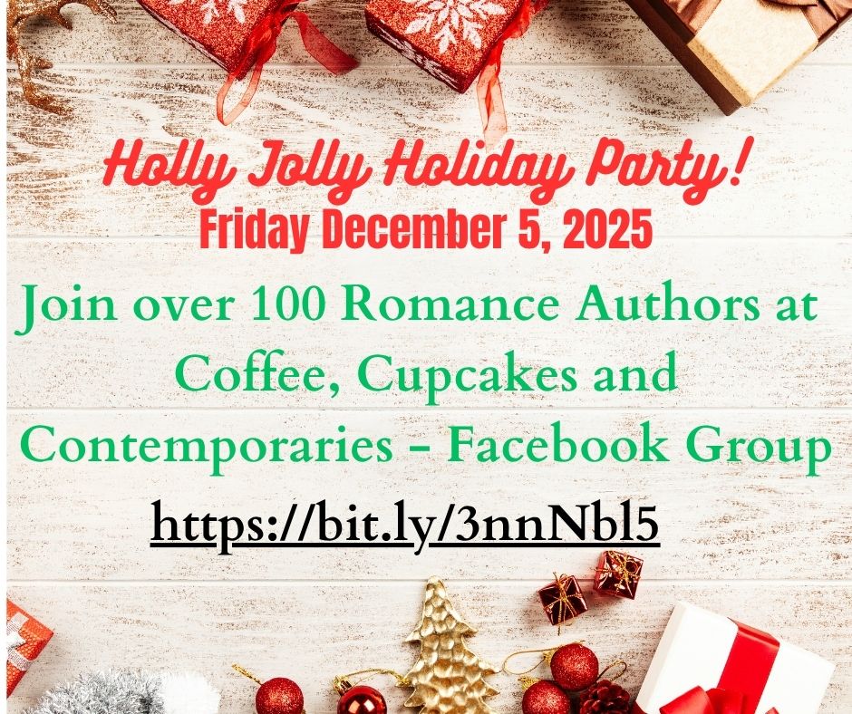 AlwaysWriteTime's tweet image. Mark your calendars!🎄 The 5th Annual Holly Jolly Holiday Party hosted by Coffee, Cupcakes &amp;amp; Contemporaries is Friday, Dec. 5th! I’ll be joining dozens of authors for festive fun and holiday shenanigans. Join the party here: 👉 facebook.com/groups/1426474… #HollyJollyParty 🎁