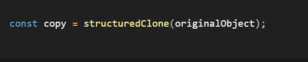 Here’s a tiny snippet I use all the time -deep clone without JSON hacks
⭕Benefits:
✔ handles dates
✔ handles nested objects
✔ no weird JSON issues
✔ built-in and fast
This feature is still underrated.
#javascript #typescript #webdevelopment #programming #coding #30DaysOfCode