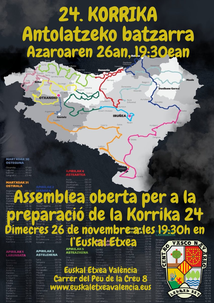 Datorren martxoan Korrikak Euskal Herria berriro zeharkatuko du euskarari babesa emateko, Valentzian ere motorrak berotzen hasiko gara...

El març vinent la Korrika recorrerà de nou Euskal Herria per a mostrar el seu suport el basc, a València també comencem a calfar motors...