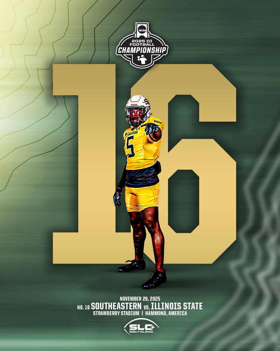 TOP 16 LION UP 🦁

Southeastern earns the No. 16 seed and will host Illinois State at Strawberry Stadium on Saturday, November 29 at Noon!