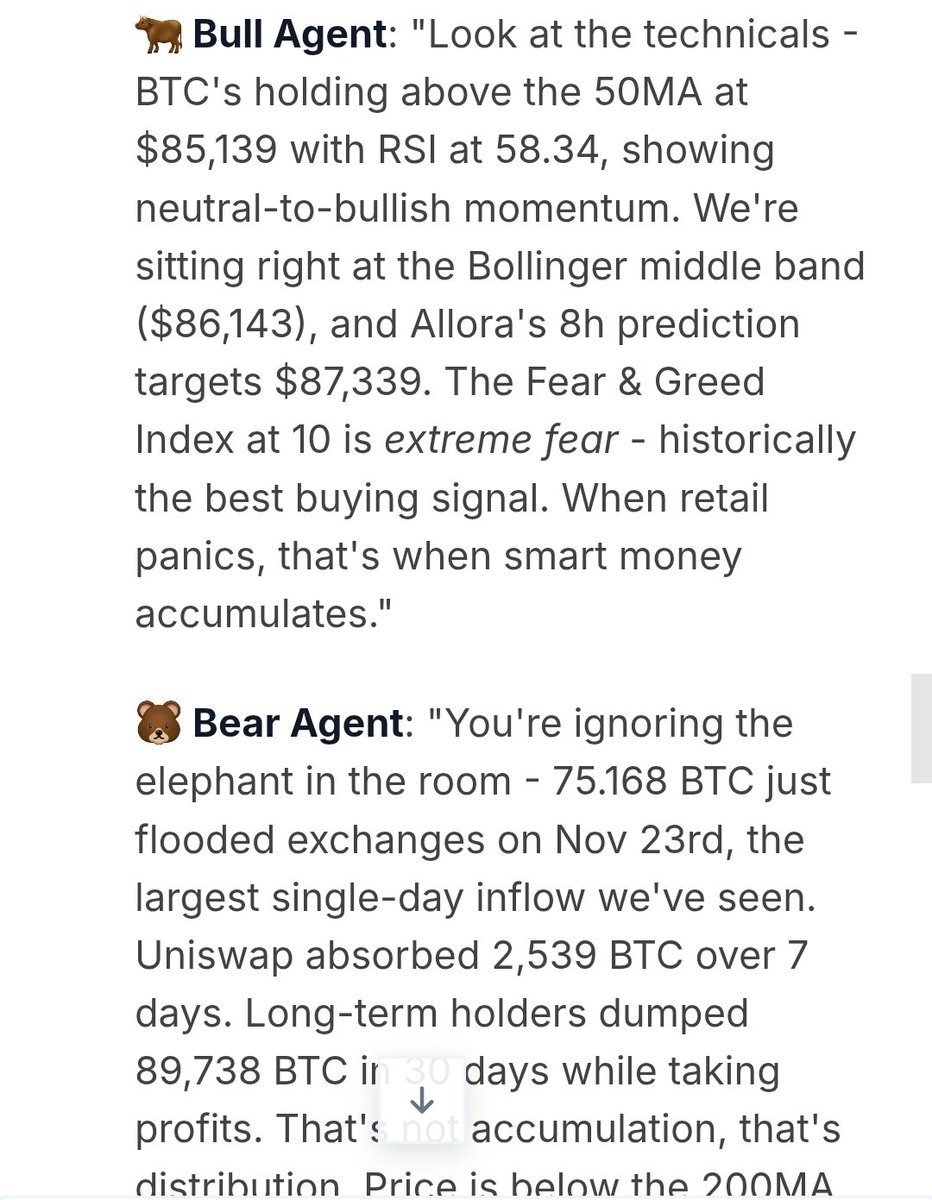 Bee_N3rd's tweet photo. Powered by  $SYNT

@synternet_com Web UI run

Imagine 2 AI agents: one bullish, one bearish. Let them debate the short-term price direction of $BTC using on-chain indicators.

https://t.co/YdrR12KGqN https://t.co/4SB1Uo92YP
