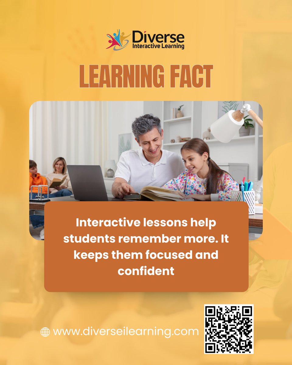 diverselearning's tweet image. Interactive lessons help students remember more. It keeps them focused and confident.

#visuallearning #interactivelearning #educationmatters #diverseinteractivelearning