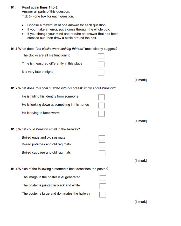 Mathew_Lynch44's tweet image. *NEW* Lang P1 for AQA June 2026 onwards

✅ Orwell’s 1984 

Specimen paper and PPT slide deck with scaffolds and model answers. 

Repost and help yourself 😊 #teamenglish 

dropbox.com/scl/fo/ttfnpmt…