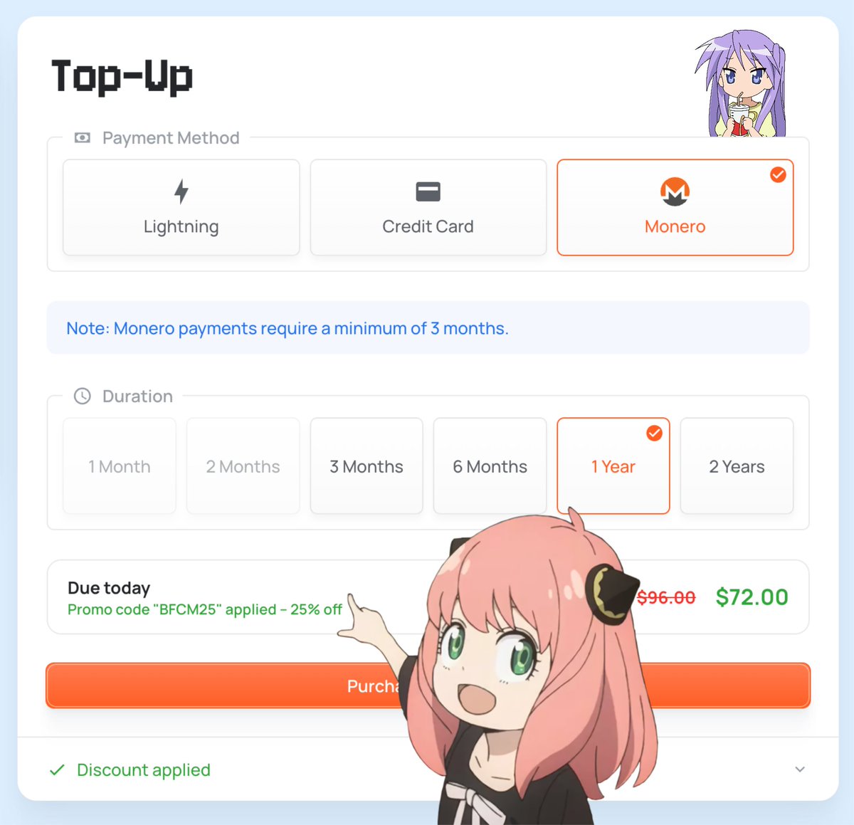 obscuravpn's tweet image. Fast, private, and cute just like the internet should be (˶˃ ᵕ ˂˶)

Use the code BFCM25 to get 25% off your first purchase!