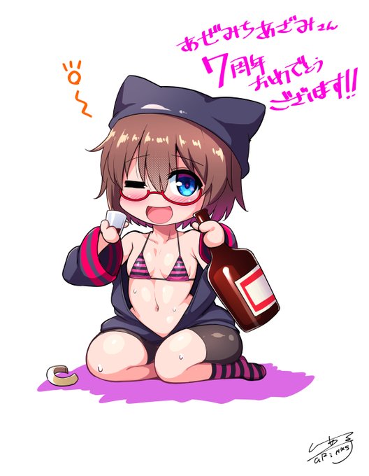 あぜみちあざみさん@Azami_Vt 7周年おめでとうございます! 
#あぜみちあざみ
#あざみ画 
