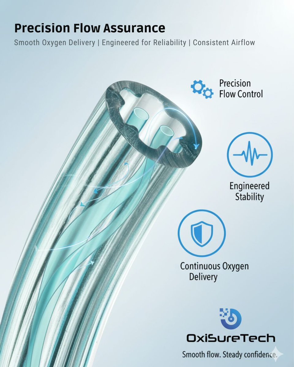 oxisuretech's tweet image. Engineered for smooth, steady airflow.
 Our six-channel reinforced structure supports consistent performance — every step of the way. 🌬️
 See the details: amazon.com/dp/B0FCNB58CF

#OxiSureTech #PrecisionDesign #SixChannelFlow #EngineeredForReliability #HomeOxygen