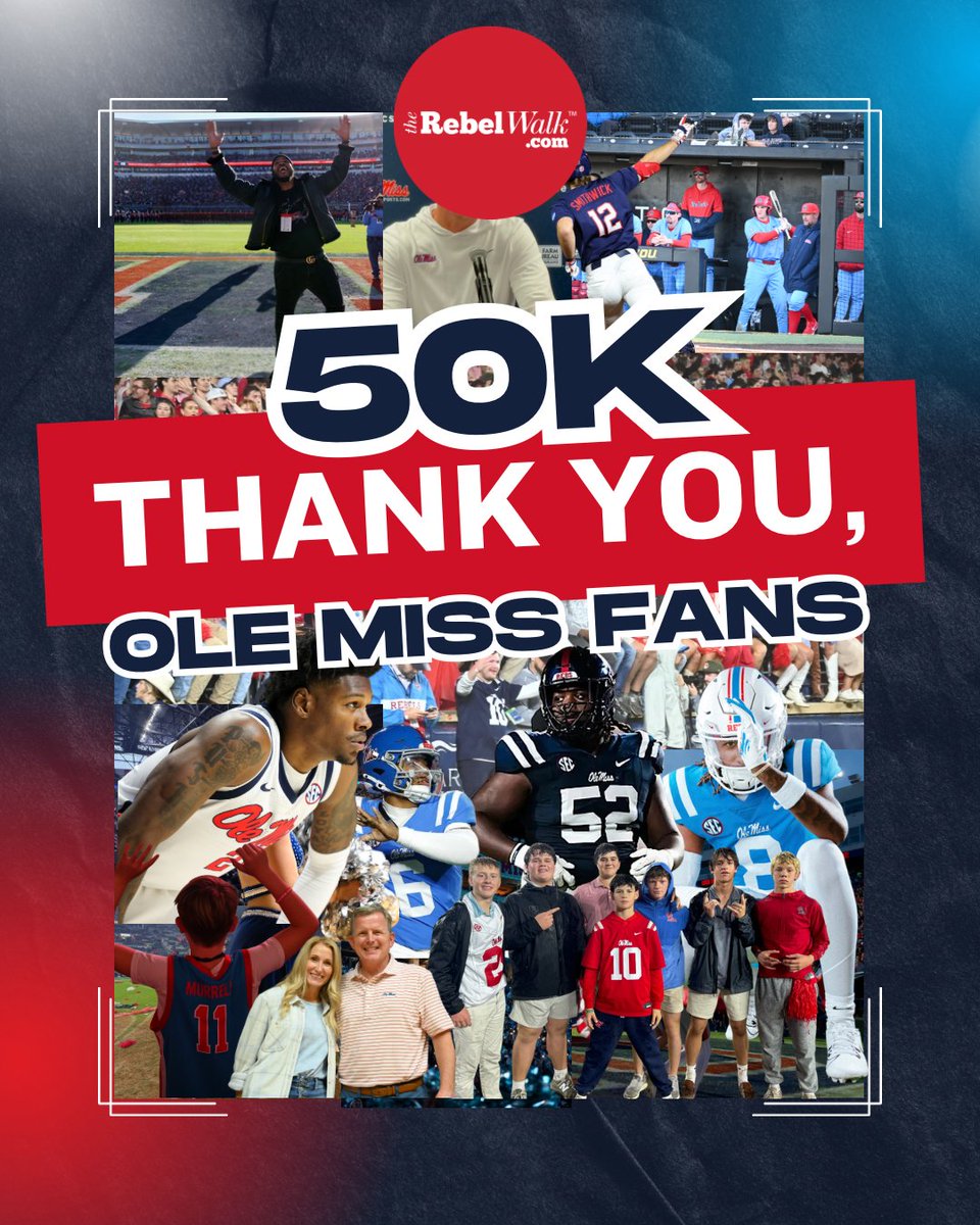 Thirteen years ago, The Rebel Walk started as a dream to tell Ole Miss stories with passion and heart. Today, this family is 50,000 strong — all because of YOU. Thank you for reading, cheering, and walking with us every step of the way. ❤️💙 #HottyToddy