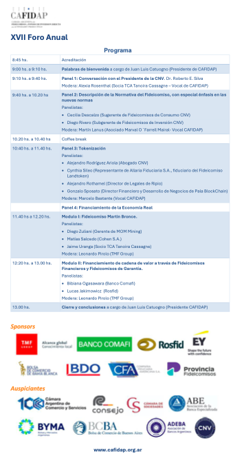 CAFIDAP_News's tweet photo. XVII Foro Anual de CAFIDAP!
“FIDEICOMISOS HOY: tokenización y simplificación”, una mirada renovada sobre el presente y futuro del sector. 

📅 Jueves 27 de noviembre – 9:00 hs

📩 Más información e inscripciones: info@cafidap.org.ar

Programa: https://t.co/iDh6EBswci