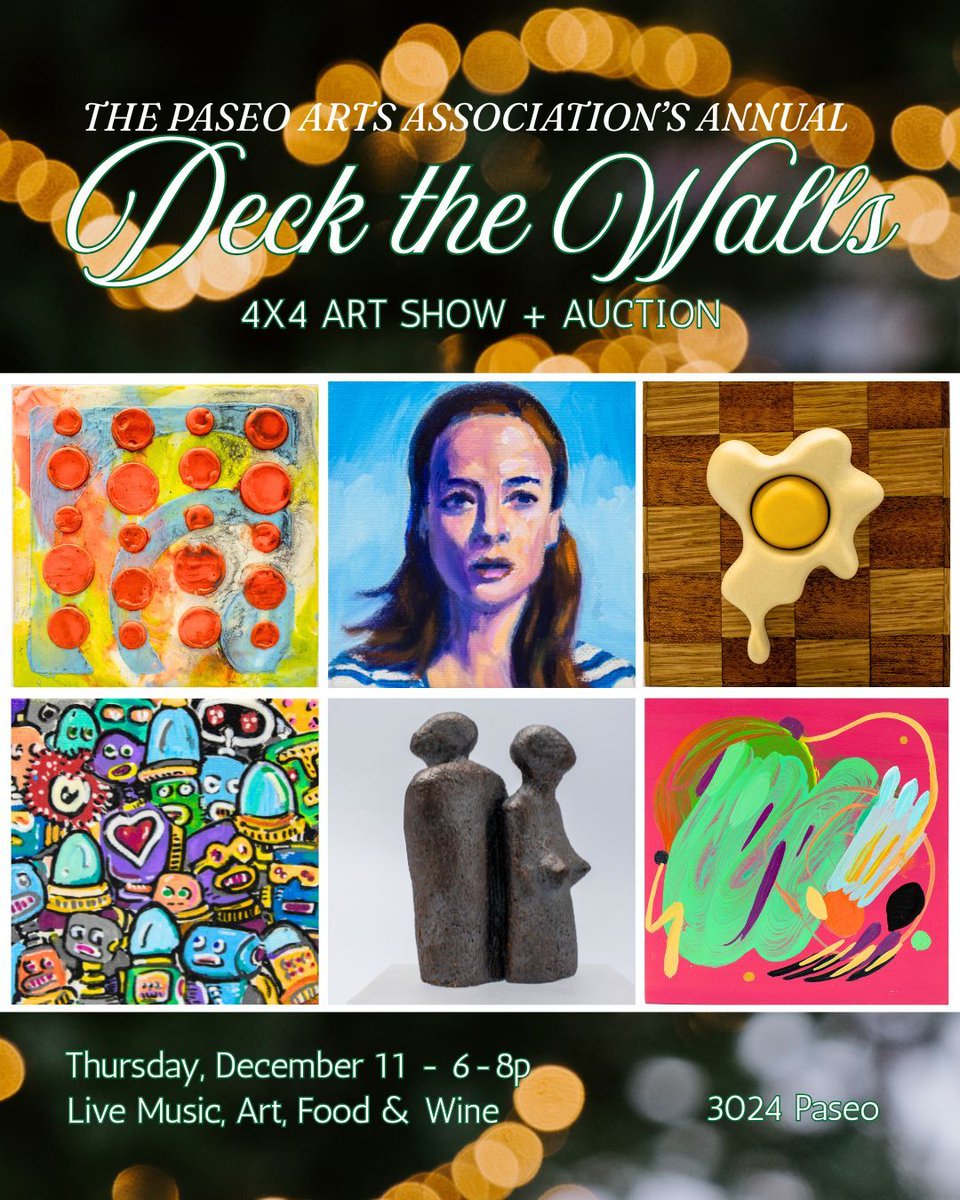 Mark your calendars for The Annual 4x4 Deck the Walls Art Show &amp; Auction! 
Join us at our ONE-NIGHT art show and auction as we celebrate the end of the year and deck the walls for the holidays! Deck the Walls will be on Thursday, December 11 from 6-8pm. FREE ENTRY!